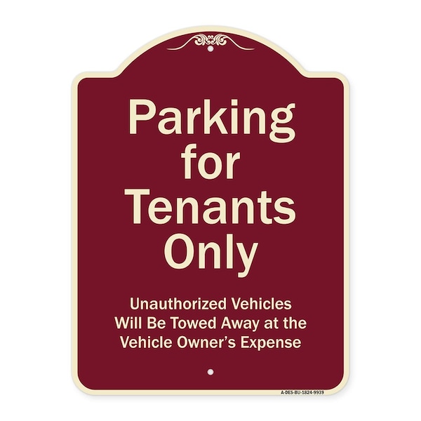 Designer Series-Parking For Tenants Only Unauthorized Vehicles Towed Away, 24" x 18", BU-1824-9939